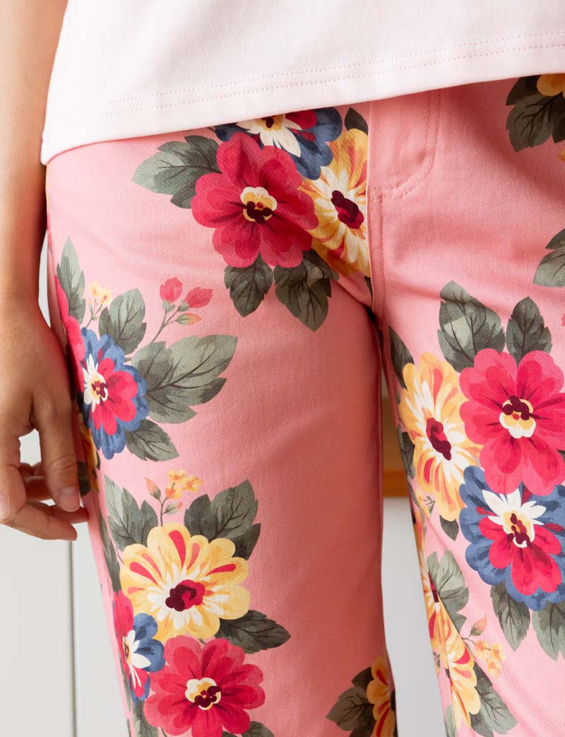 Rosa Blommiga Jeans Jony