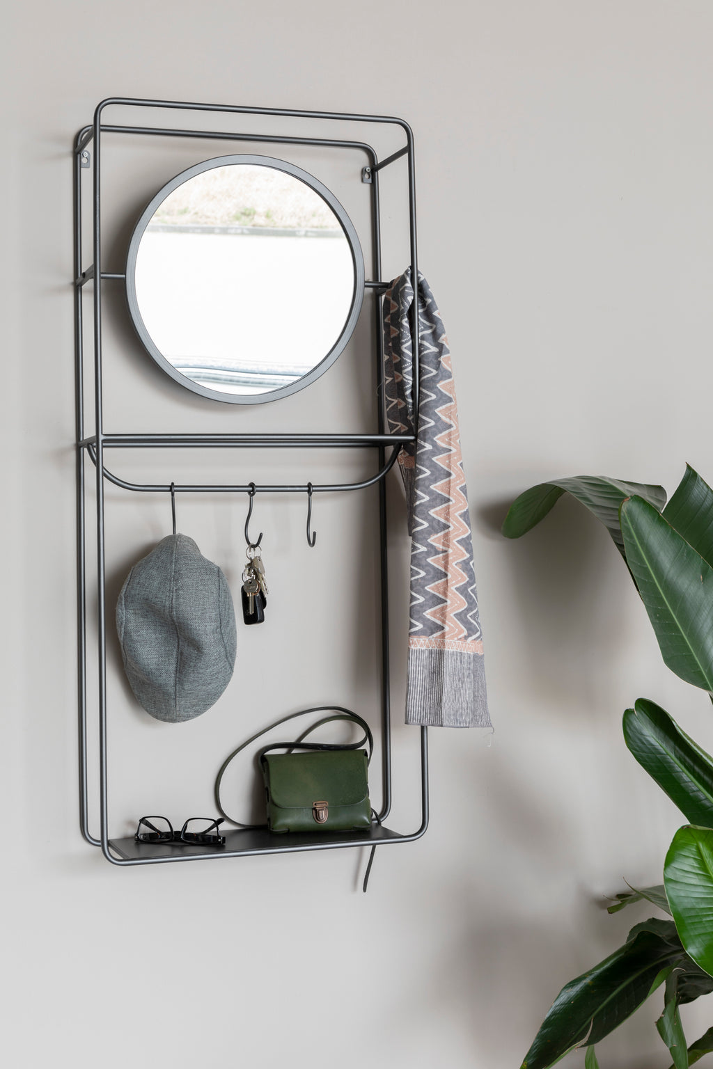 Portemanteau Miroir Duco - Décoration Murale - Acier - Noir