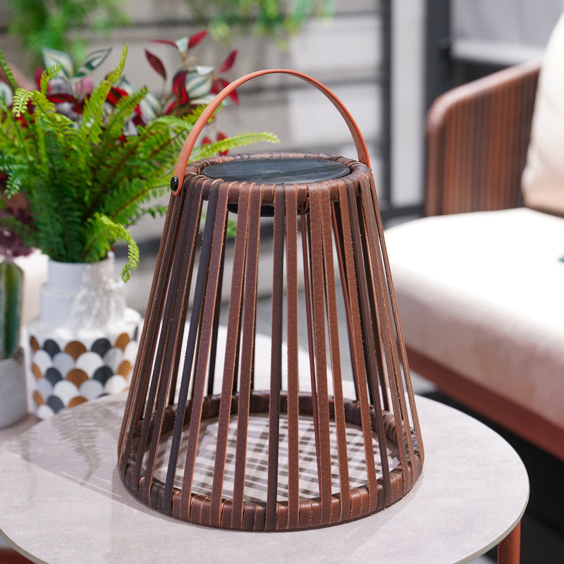 Evania - Solar Lantern - Polyrattan - Brown