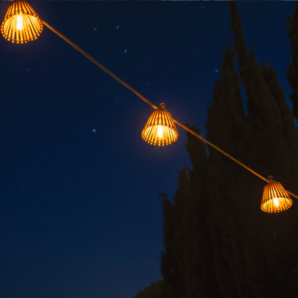 Natura - Hybrid Solar String Lights - Wood - Beige