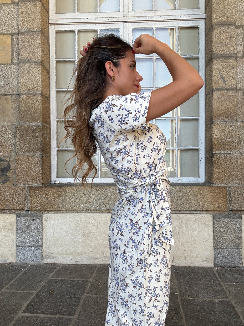 Vestido Largo Lazo Lucia Azul