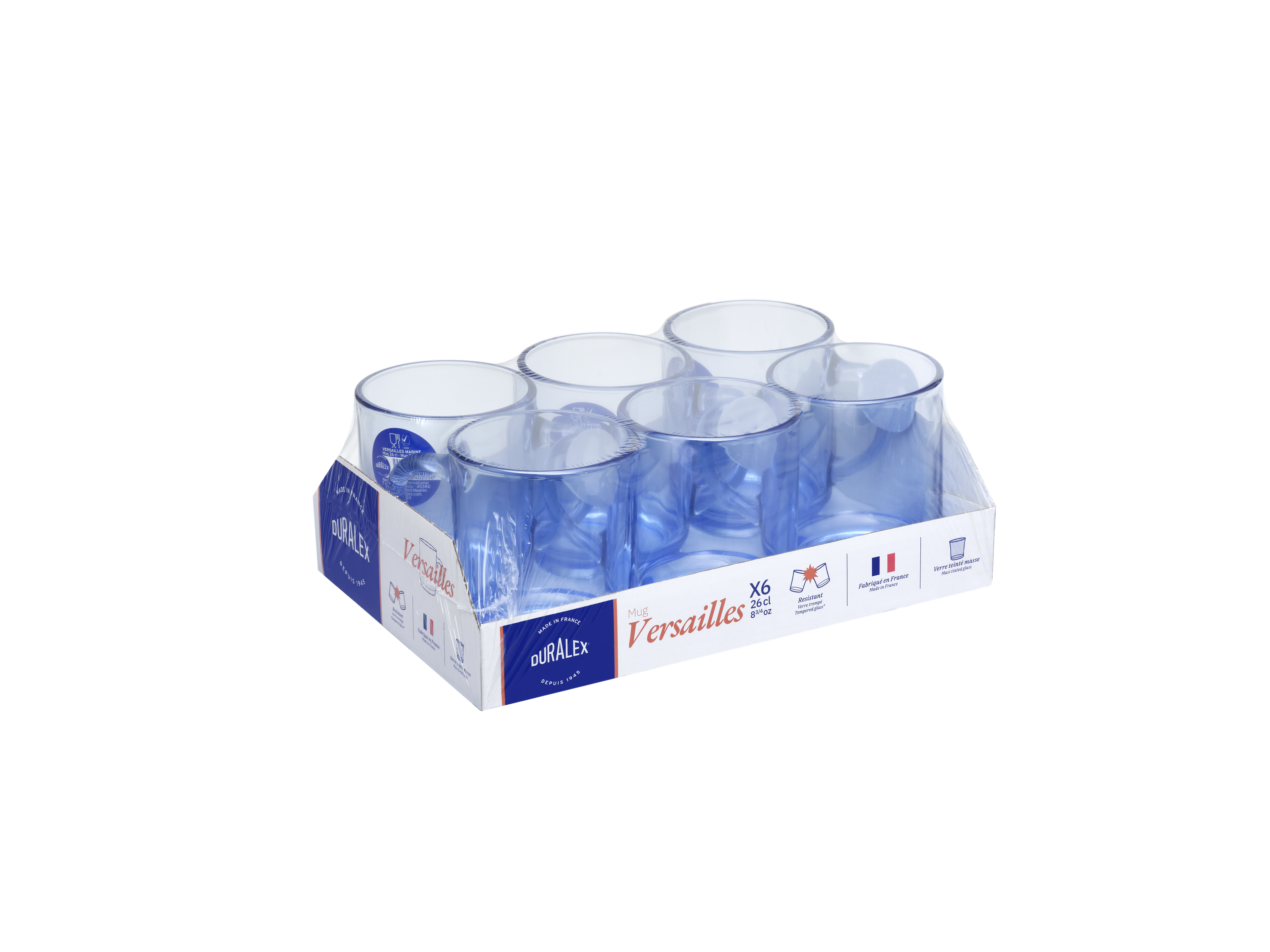Pack of 6 Versailles Mugs - Navy - 26Cl