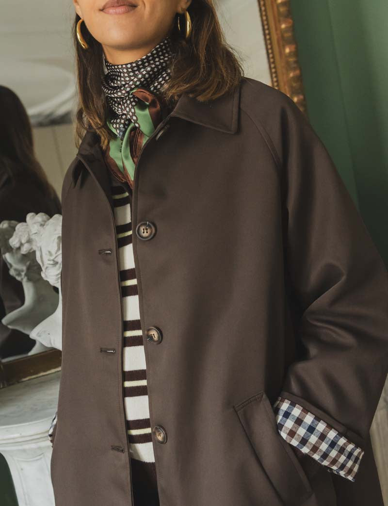 Chocoladebruine trenchcoat Marco