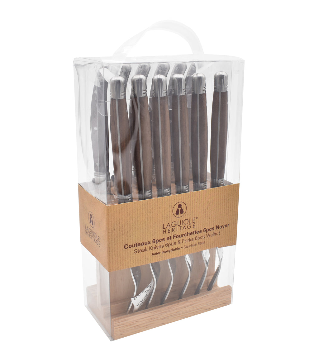 Set De 6 Cuchillos Y 6 Tenedores - Mango De Madera De Nogal - LG Heritage