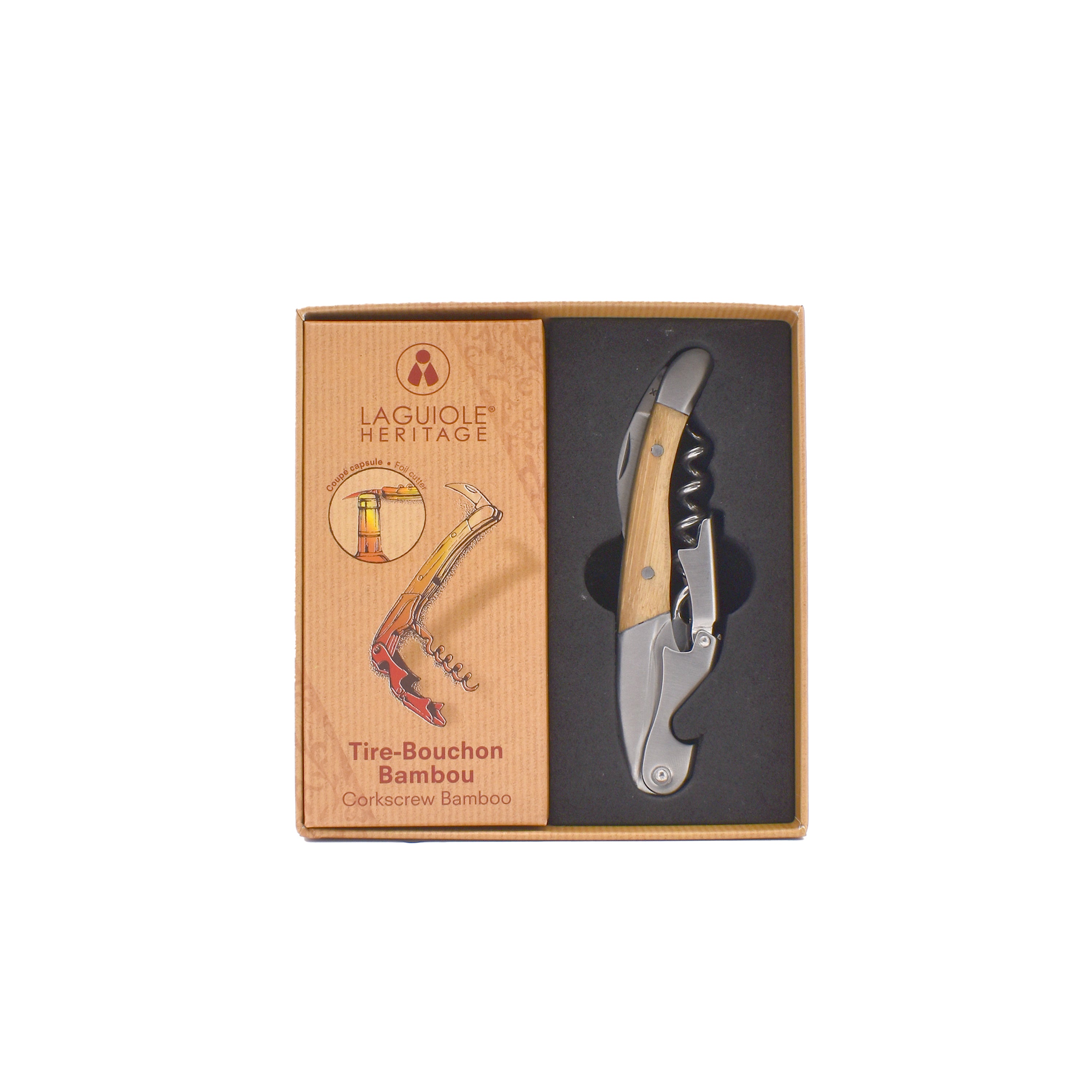 Sommelier Double Levier - Manche En Bois De Bambou