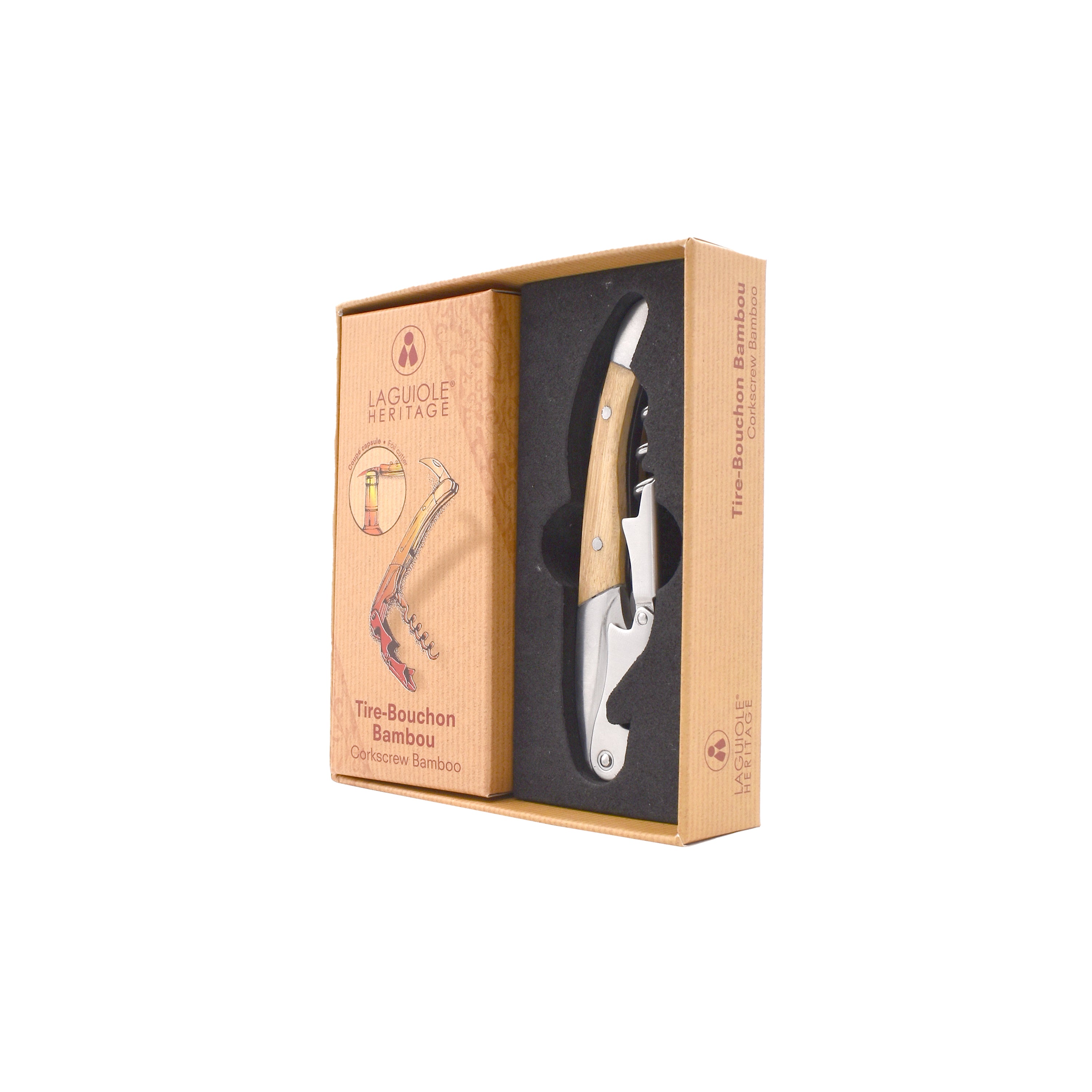 Sommelier Double Levier - Manche En Bois De Bambou