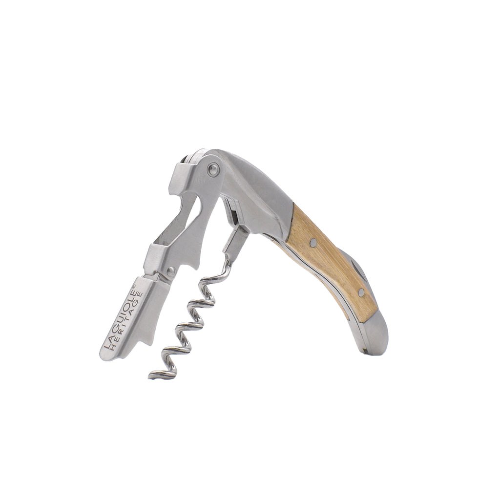 Sommelier Double Levier - Manche En Bois De Bambou