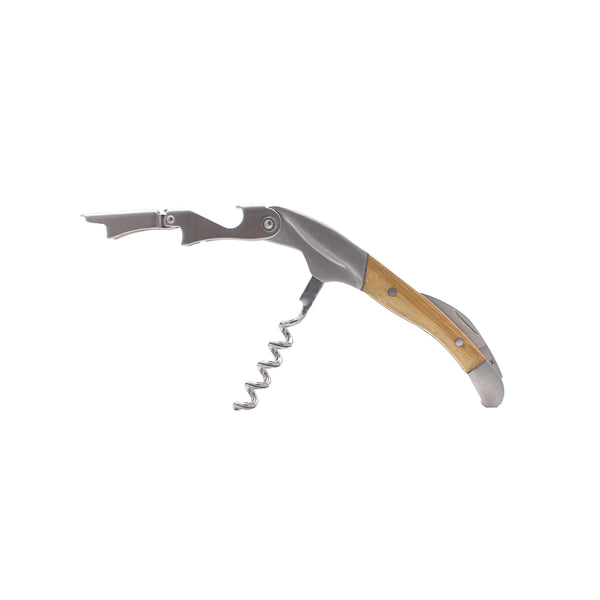 Sommelier Double Levier - Manche En Bois De Bambou