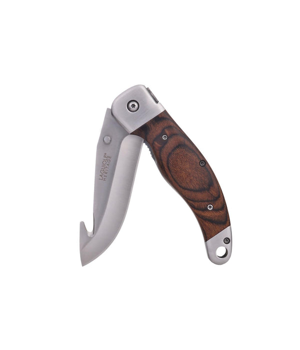 Coffret Couteau De Chasse Avec Etui En Cuir Noir - Manche En Bois De Pakka - Lame 105 Cm