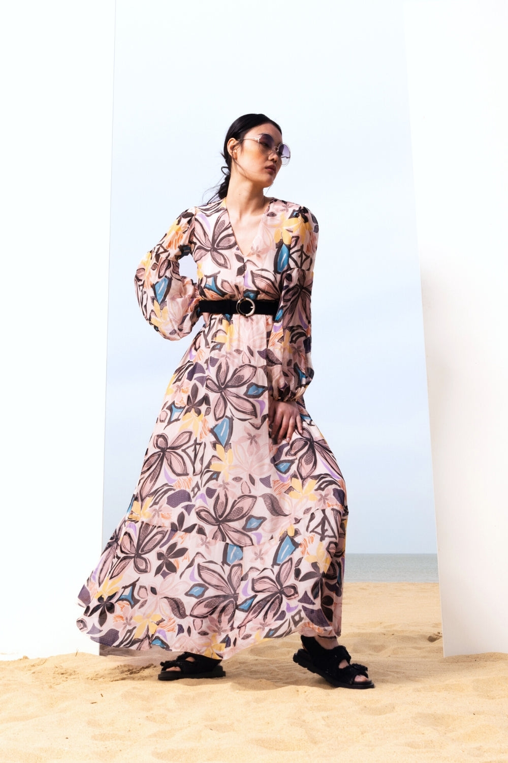 Jurk Ellen Graphic Flower - Lila