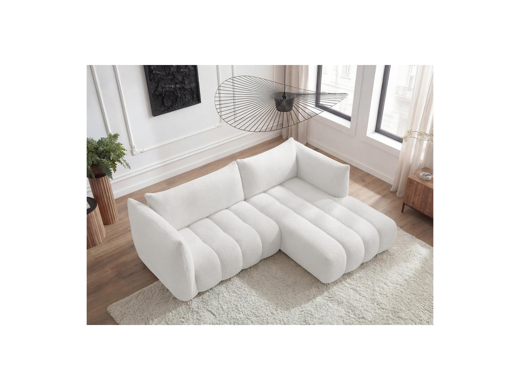 Azra - Fixed Corner Sofa - Bouclé Fabric - Right-Hand Corner