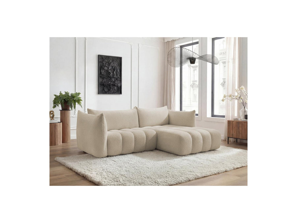 Azra - Fixed Corner Sofa - Bouclé Fabric - Right-Hand Corner