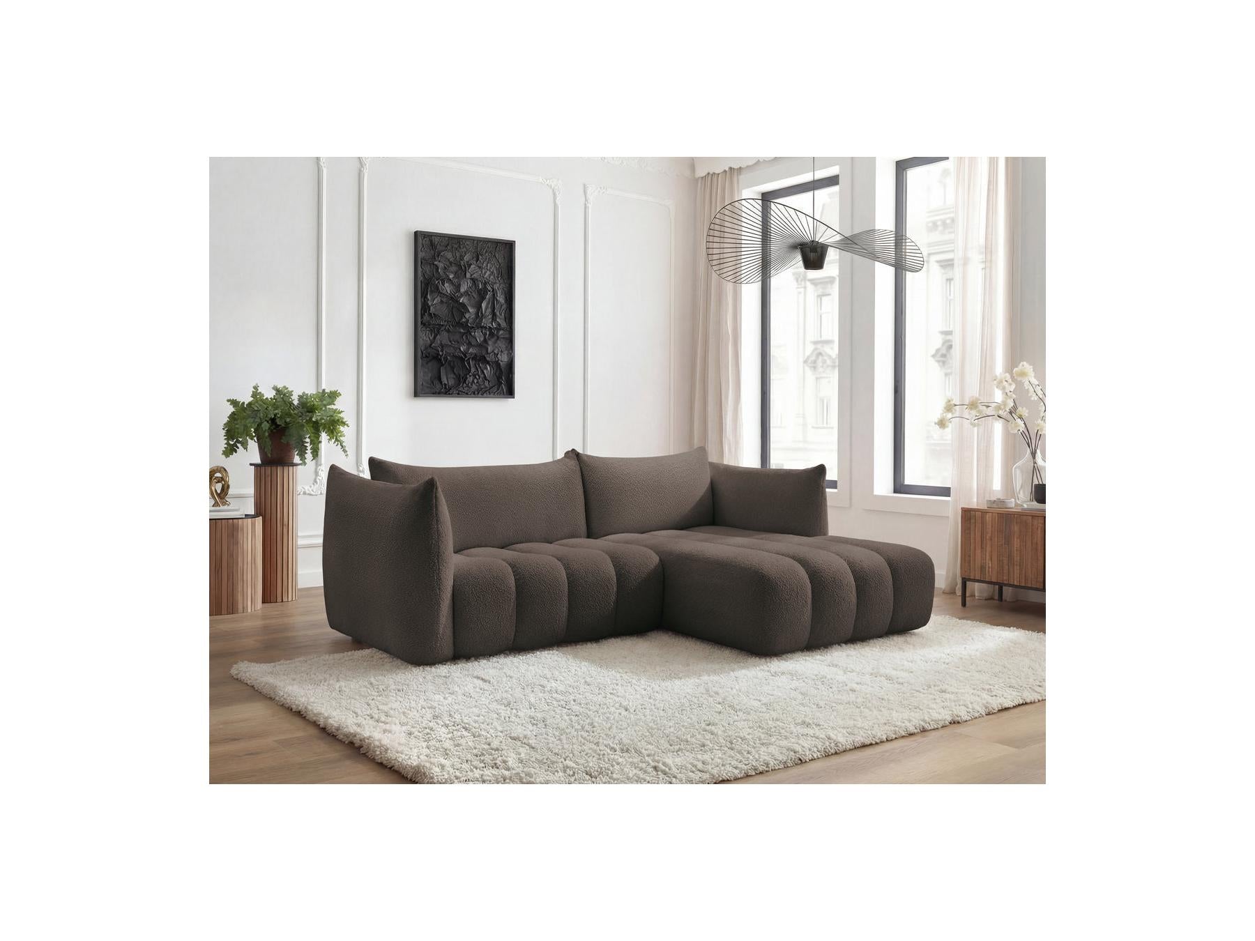 Azra - Fixed Corner Sofa - Bouclé Fabric - Right-Hand Corner