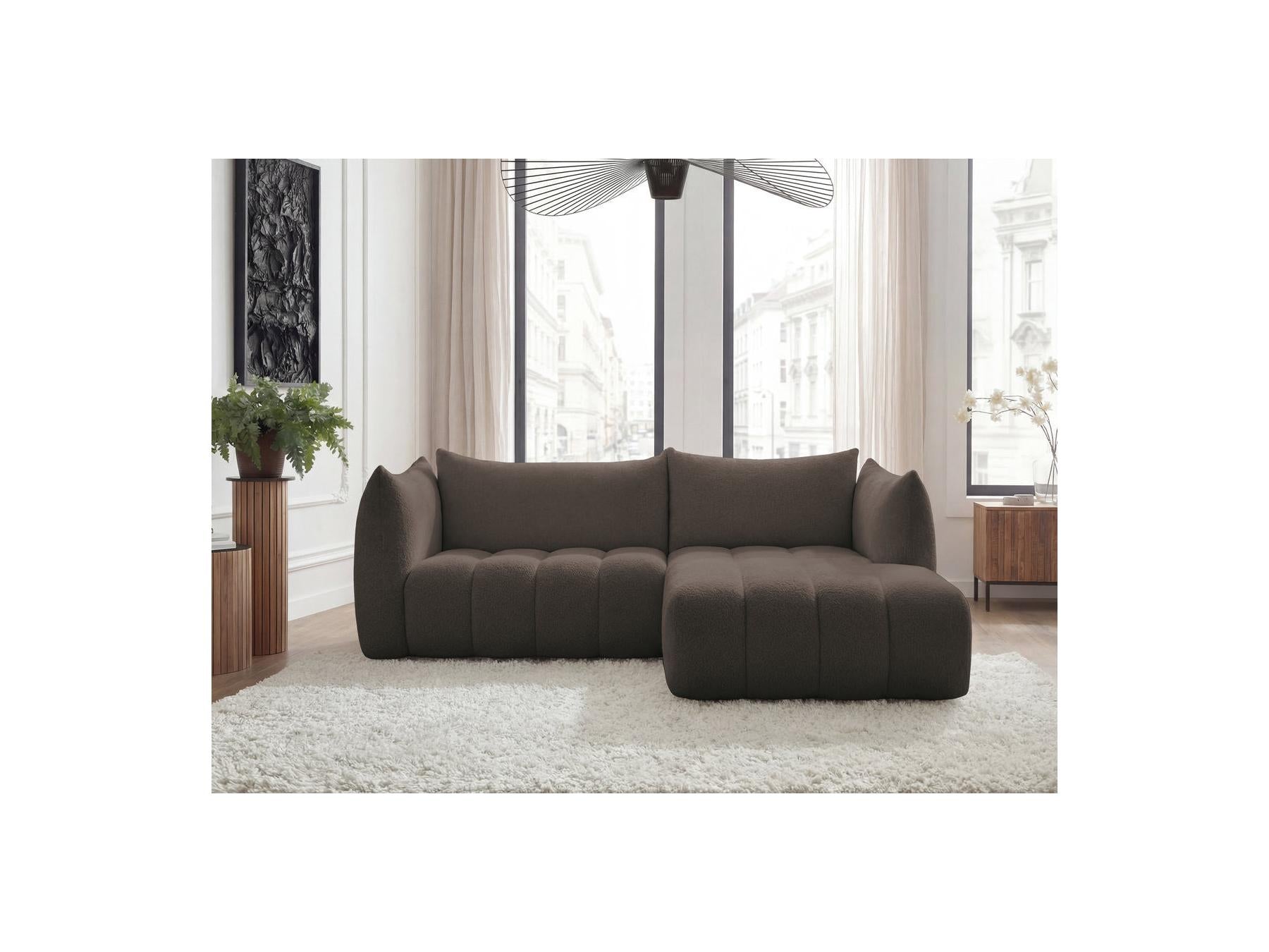 Azra - Fixed Corner Sofa - Bouclé Fabric - Right-Hand Corner