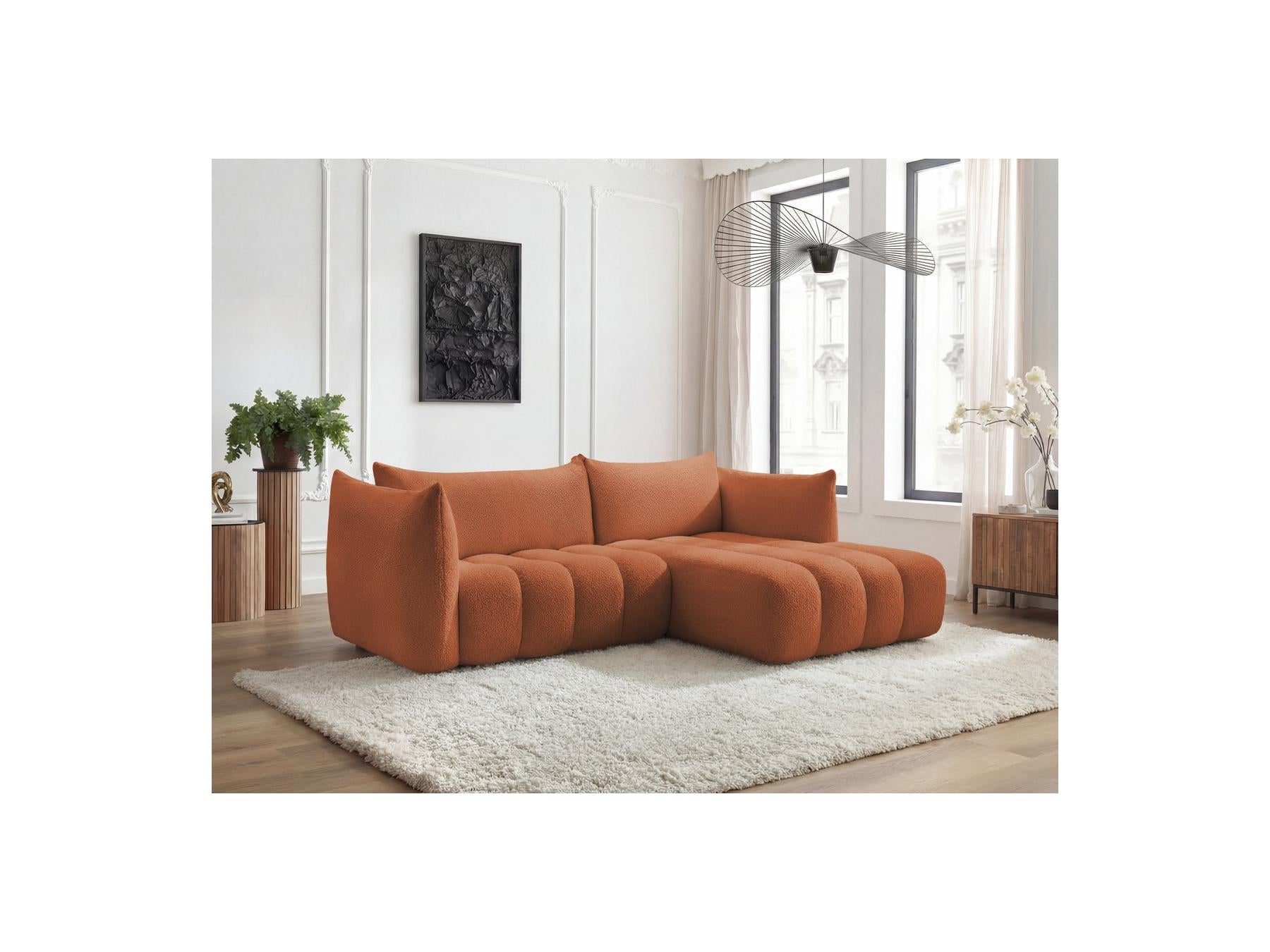 Azra - Fixed Corner Sofa - Bouclé Fabric - Right-Hand Corner