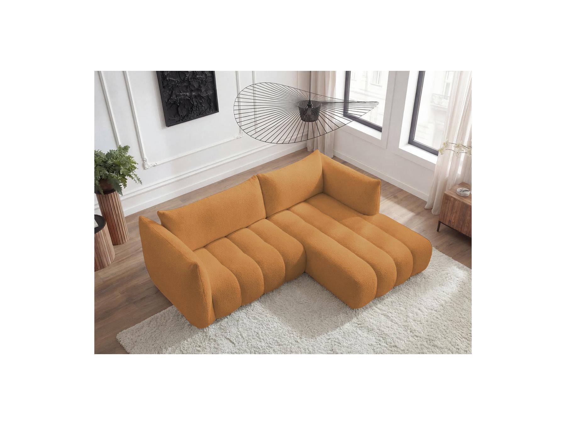 Azra - Fixed Corner Sofa - Bouclé Fabric - Right-Hand Corner