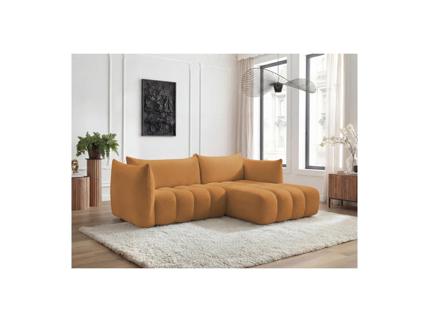 Azra - Fixed Corner Sofa - Bouclé Fabric - Right-Hand Corner