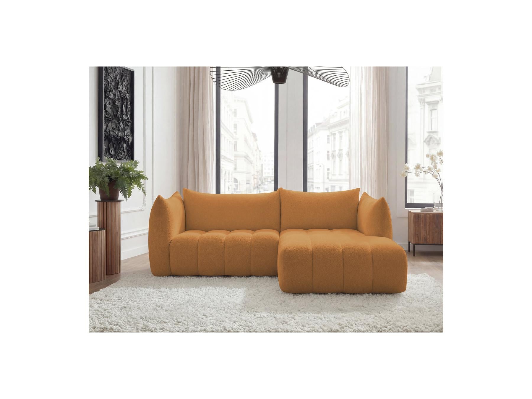 Azra - Fixed Corner Sofa - Bouclé Fabric - Right-Hand Corner