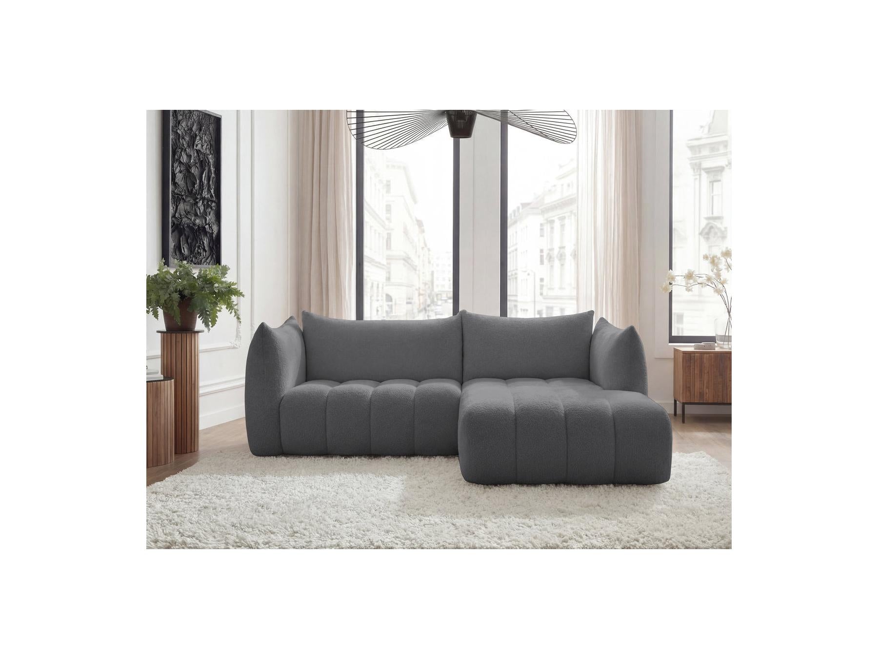 Azra - Fixed Corner Sofa - Bouclé Fabric - Right-Hand Corner