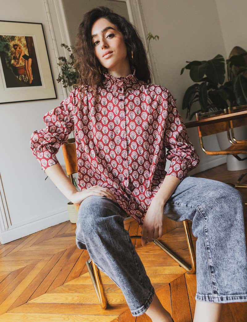 Bordeauxrote Bluse Jada