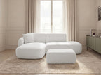 Anda - Canapé D'Angle Fixe Modulable Avec 1 Méridienne, 1 Chauffeuse Bout De Canapé Et 1 Pouf - Angle Gauche