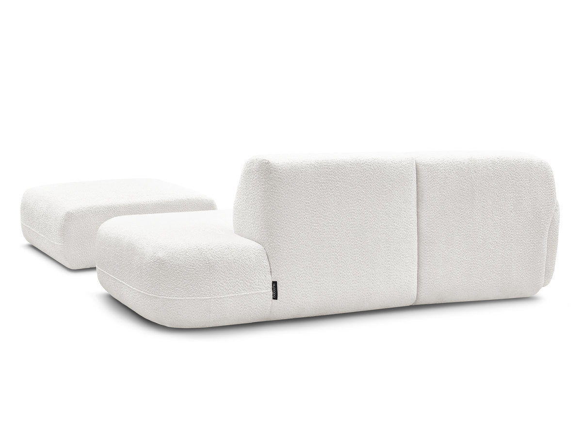 Anda - Canapé D'Angle Fixe Modulable Avec 1 Méridienne, 1 Chauffeuse Bout De Canapé Et 1 Pouf - Angle Gauche