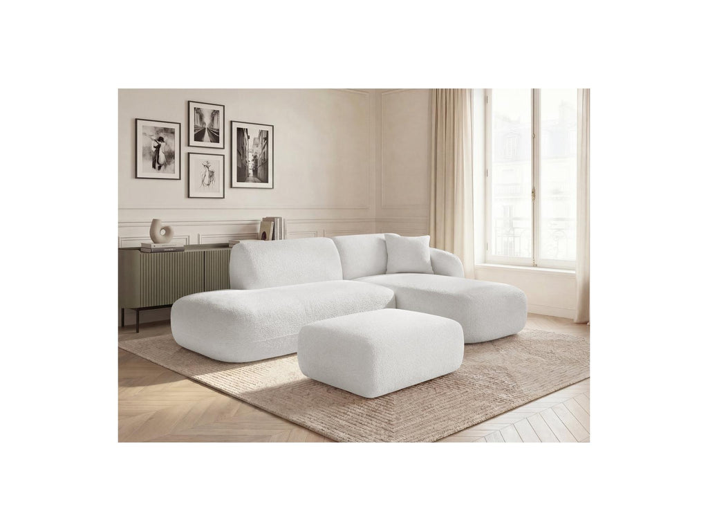Anda - Canapé D'Angle Fixe Modulable Avec 1 Méridienne, 1 Chauffeuse Bout De Canapé Et 1 Pouf - Angle Droit