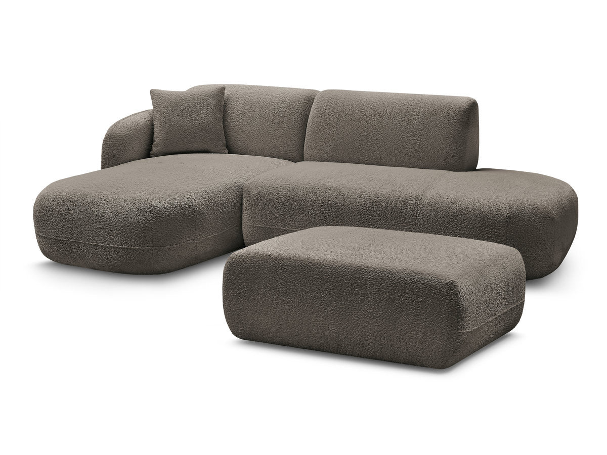 Anda - Canapé D'Angle Fixe Modulable Avec 1 Méridienne, 1 Chauffeuse Bout De Canapé Et 1 Pouf - Angle Gauche