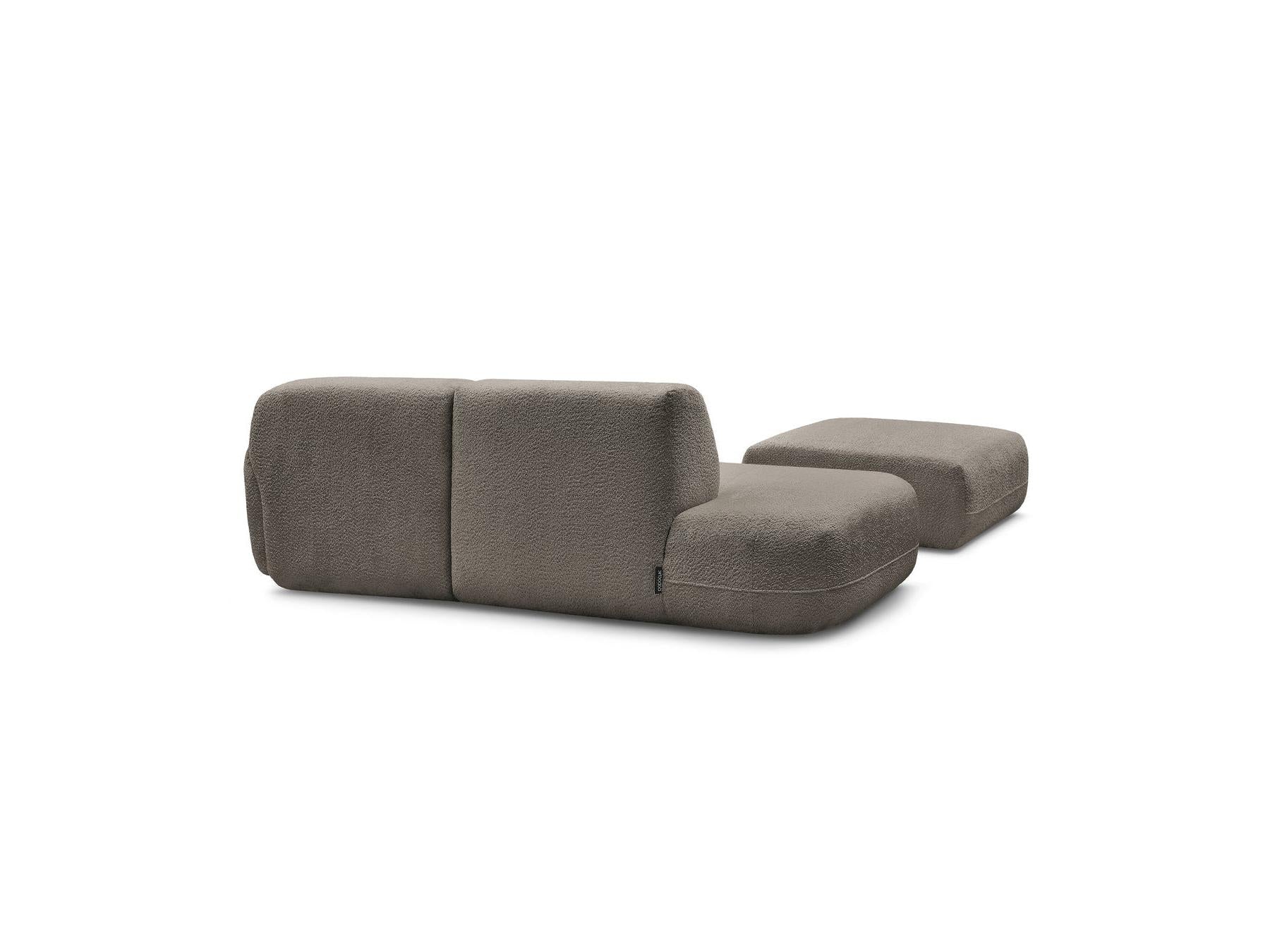 Anda - Canapé D'Angle Fixe Modulable Avec 1 Méridienne, 1 Chauffeuse Bout De Canapé Et 1 Pouf - Angle Droit