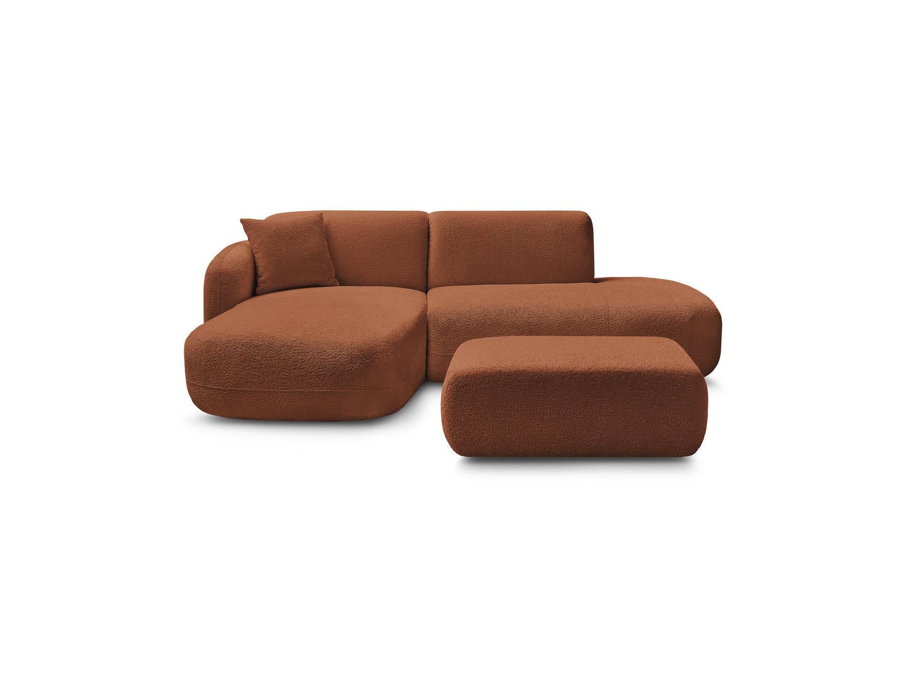 Anda - Canapé D'Angle Fixe Modulable Avec 1 Méridienne, 1 Chauffeuse Bout De Canapé Et 1 Pouf - Angle Gauche