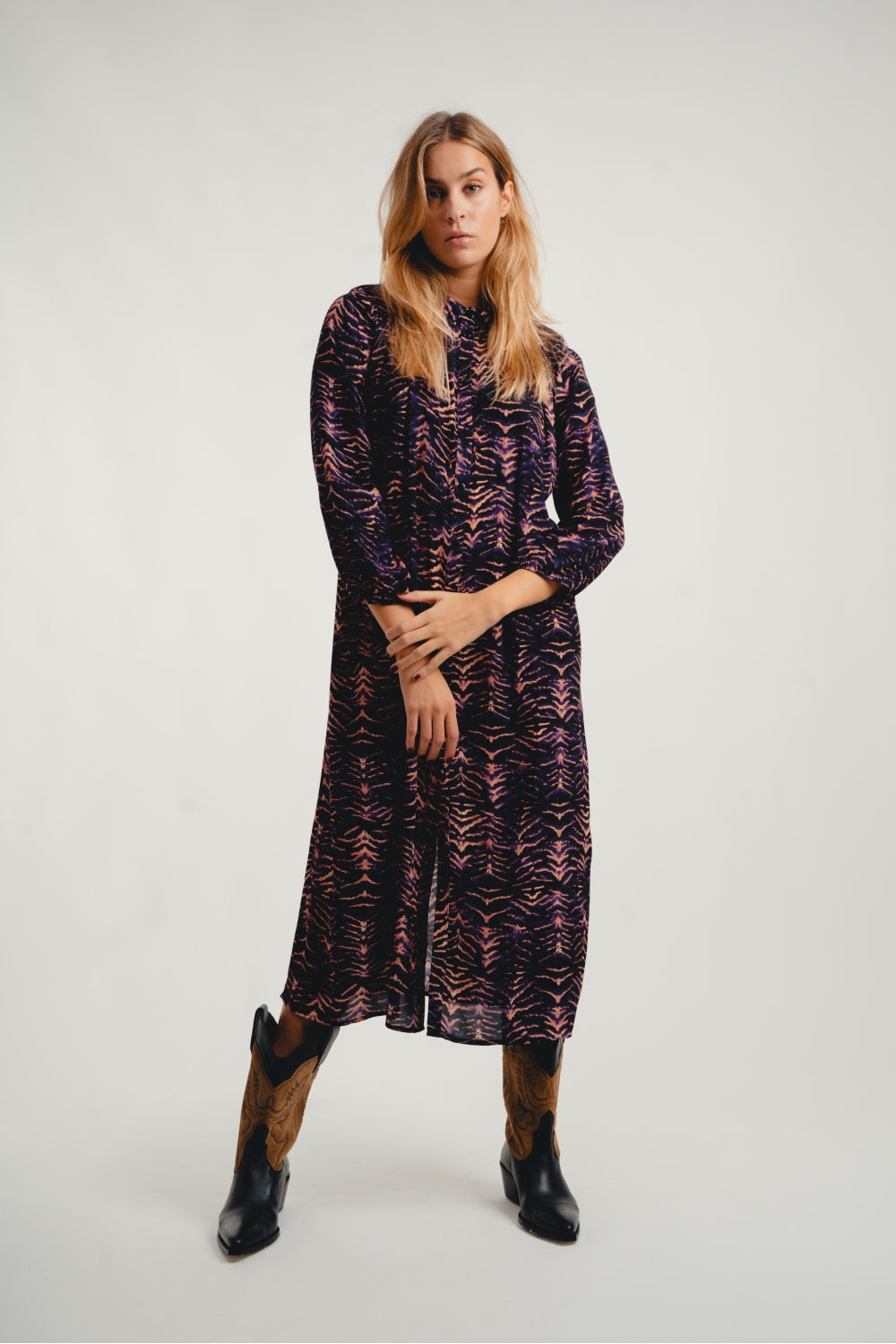 La Maxi Dress Etta Zèbre Mauve