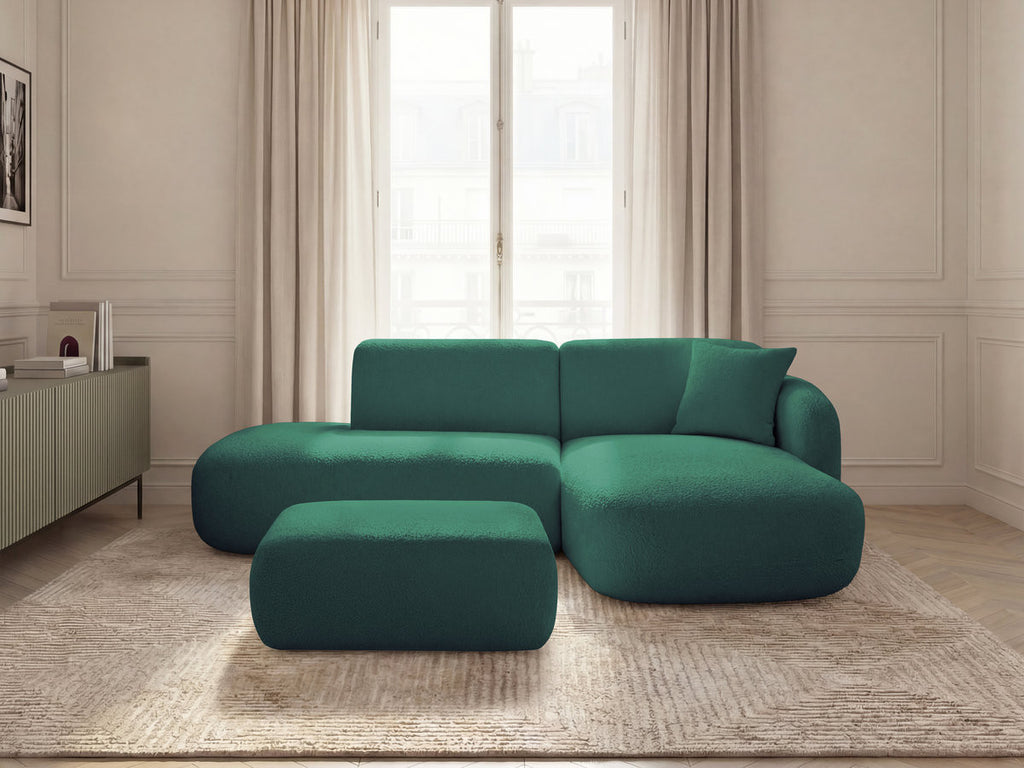 Anda - Canapé D'Angle Fixe Modulable Avec 1 Méridienne, 1 Chauffeuse Bout De Canapé Et 1 Pouf - Angle Droit