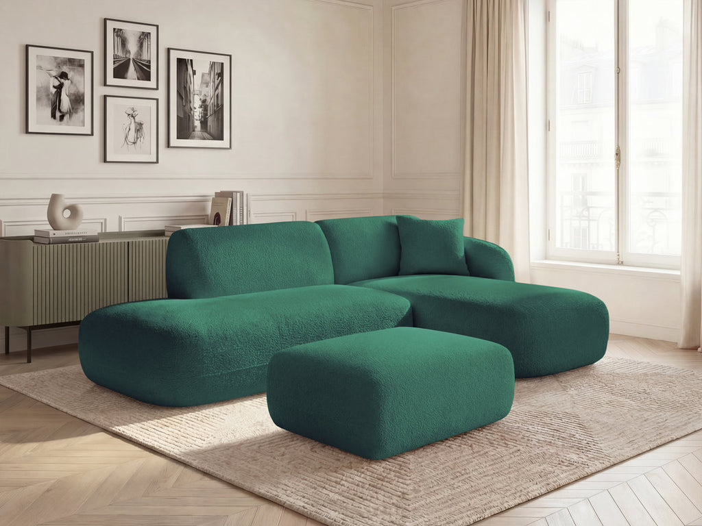 Anda - Canapé D'Angle Fixe Modulable Avec 1 Méridienne, 1 Chauffeuse Bout De Canapé Et 1 Pouf - Angle Droit