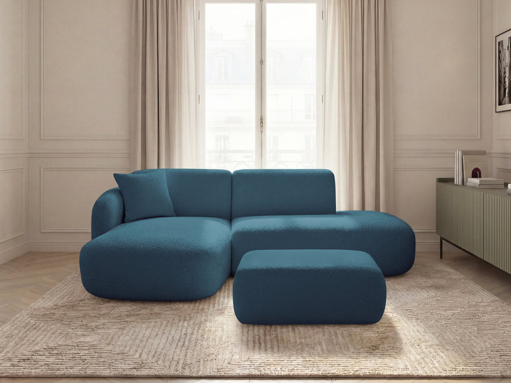 Anda - Canapé D'Angle Fixe Modulable Avec 1 Méridienne, 1 Chauffeuse Bout De Canapé Et 1 Pouf - Angle Gauche