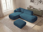 Anda - Canapé D'Angle Fixe Modulable Avec 1 Méridienne, 1 Chauffeuse Bout De Canapé Et 1 Pouf - Angle Gauche