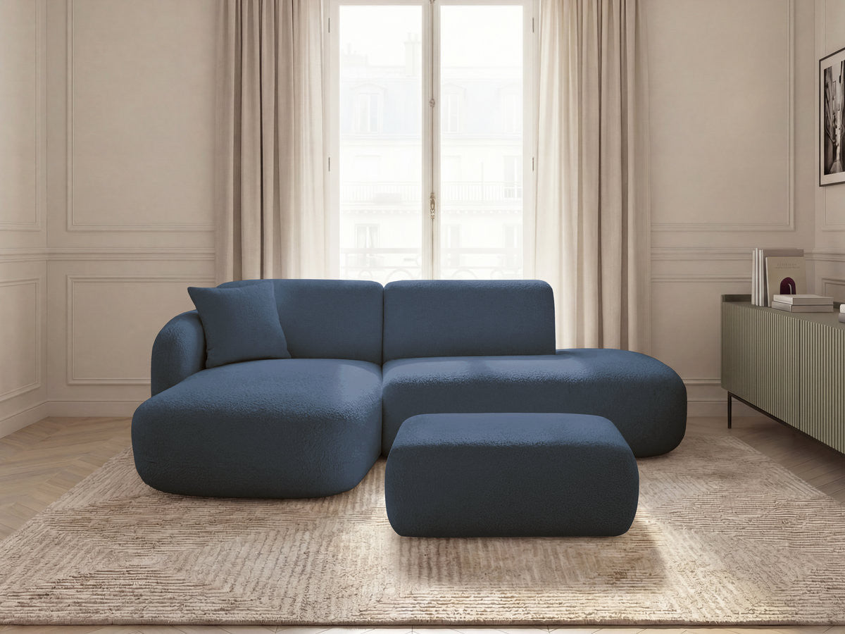 Anda - Canapé D'Angle Fixe Modulable Avec 1 Méridienne, 1 Chauffeuse Bout De Canapé Et 1 Pouf - Angle Gauche