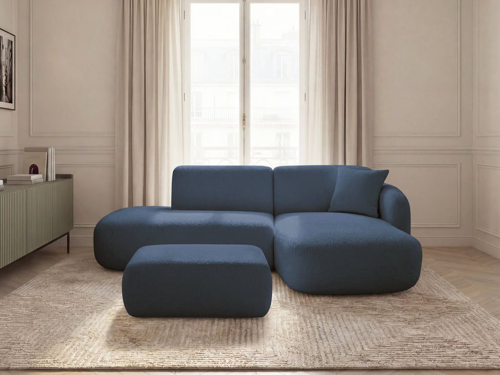 Anda - Canapé D'Angle Fixe Modulable Avec 1 Méridienne, 1 Chauffeuse Bout De Canapé Et 1 Pouf - Angle Droit