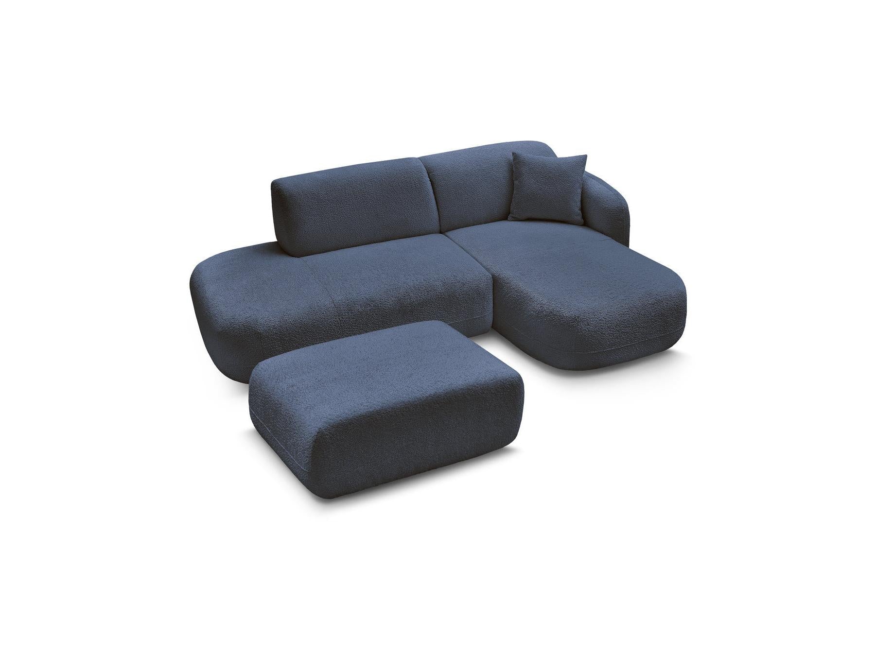 Anda - Canapé D'Angle Fixe Modulable Avec 1 Méridienne, 1 Chauffeuse Bout De Canapé Et 1 Pouf - Angle Droit