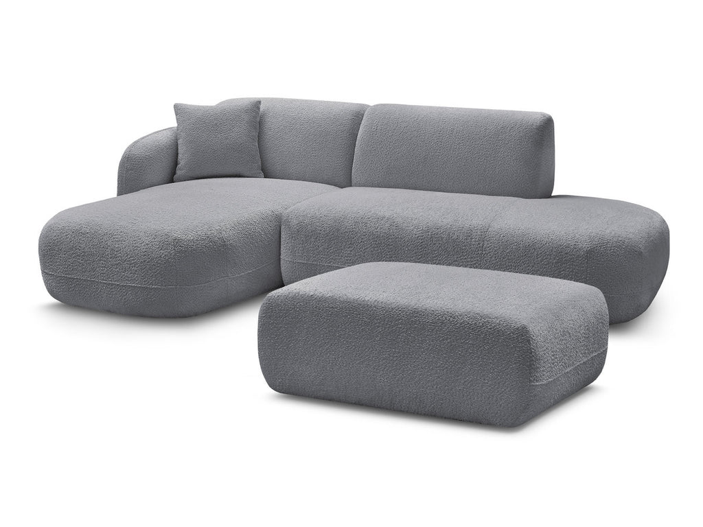 Anda - Canapé D'Angle Fixe Modulable Avec 1 Méridienne, 1 Chauffeuse Bout De Canapé Et 1 Pouf - Angle Gauche