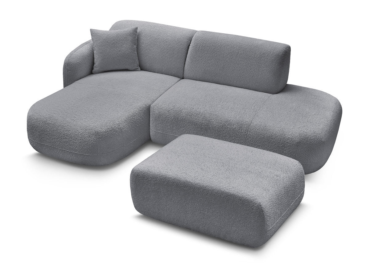 Anda - Canapé D'Angle Fixe Modulable Avec 1 Méridienne, 1 Chauffeuse Bout De Canapé Et 1 Pouf - Angle Gauche