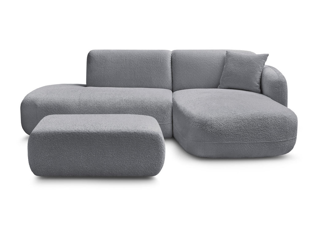 Anda - Canapé D'Angle Fixe Modulable Avec 1 Méridienne, 1 Chauffeuse Bout De Canapé Et 1 Pouf - Angle Droit