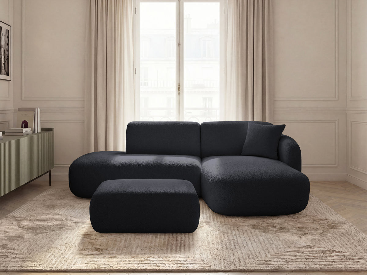 Anda - Canapé D'Angle Fixe Modulable Avec 1 Méridienne, 1 Chauffeuse Bout De Canapé Et 1 Pouf - Angle Droit