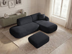 Anda - Canapé D'Angle Fixe Modulable Avec 1 Méridienne, 1 Chauffeuse Bout De Canapé Et 1 Pouf - Angle Droit