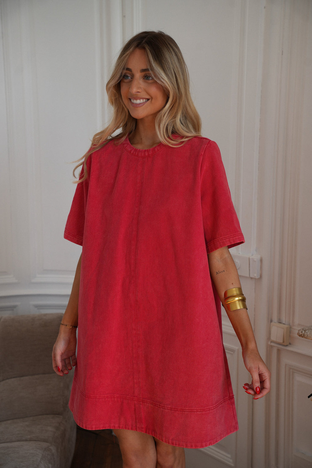 Robe En Jean Zaho - Rouge