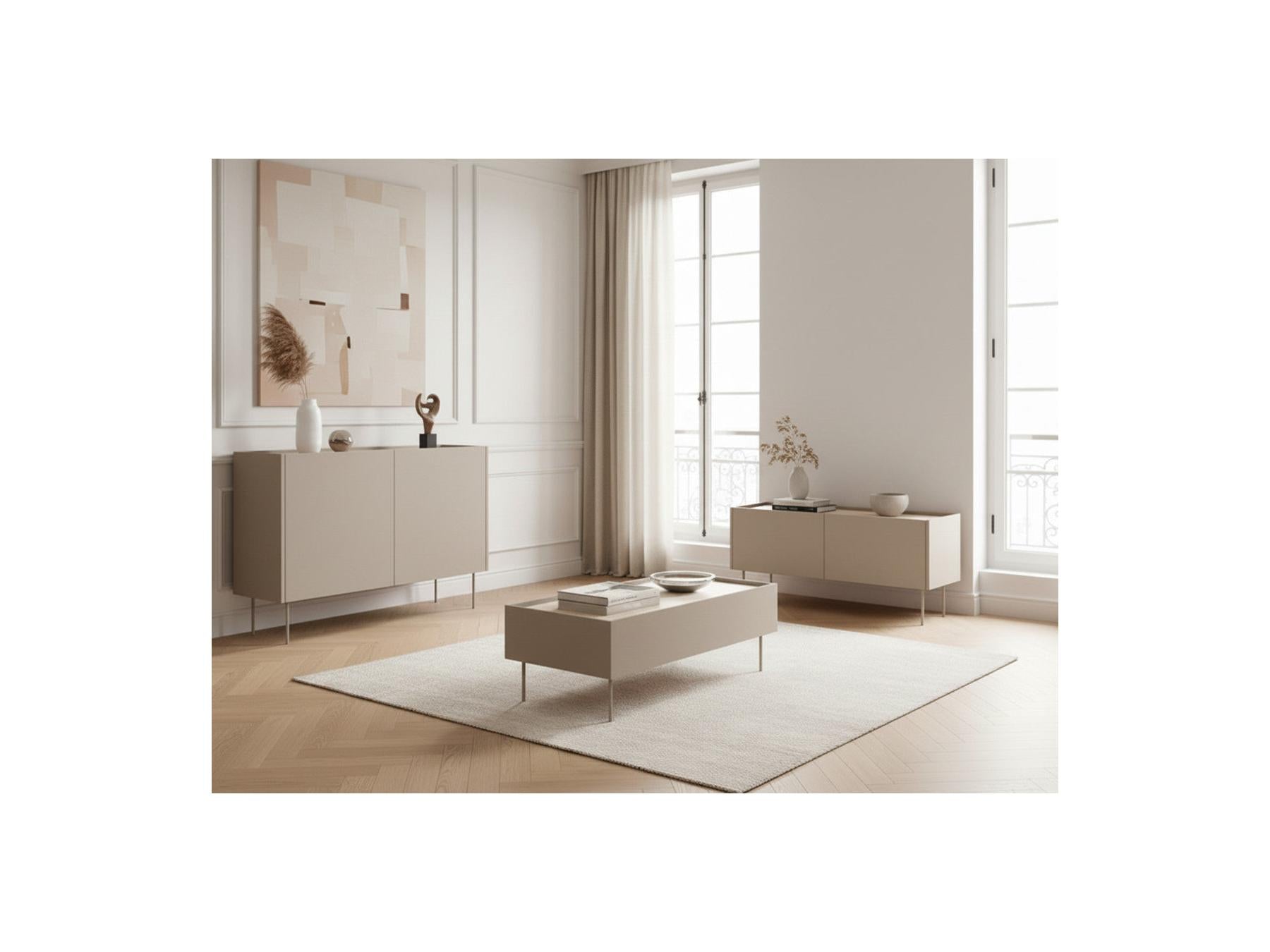 Atlas - Ensemble Avec Buffet 120 Cm + Meuble Tv 120 Cm + Table Basse 120 Cm