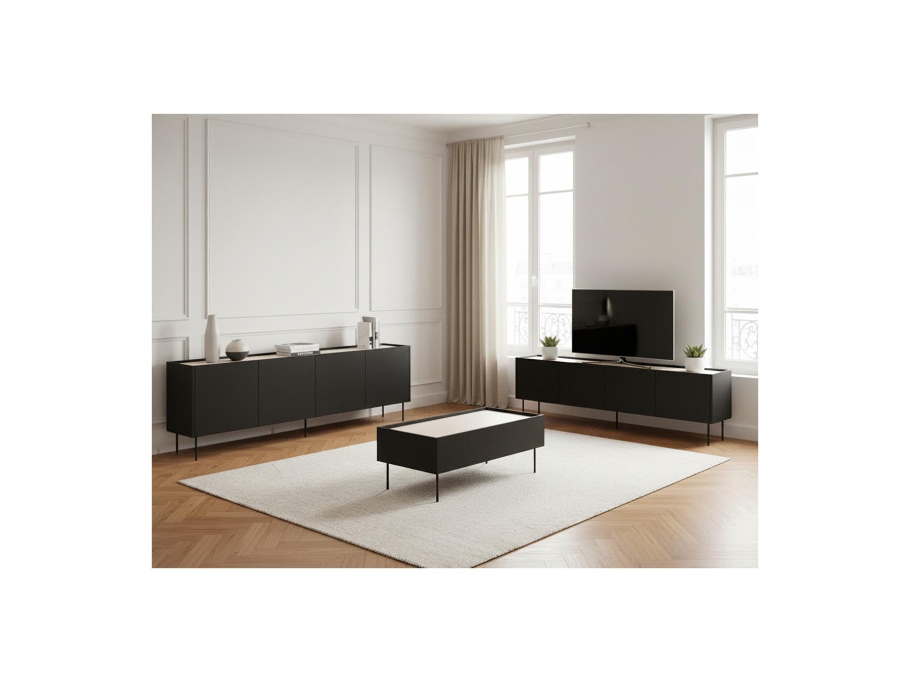 Atlas - Conjunto con aparador 220 cm + mueble de TV 220 cm + mesa de centro 120 cm