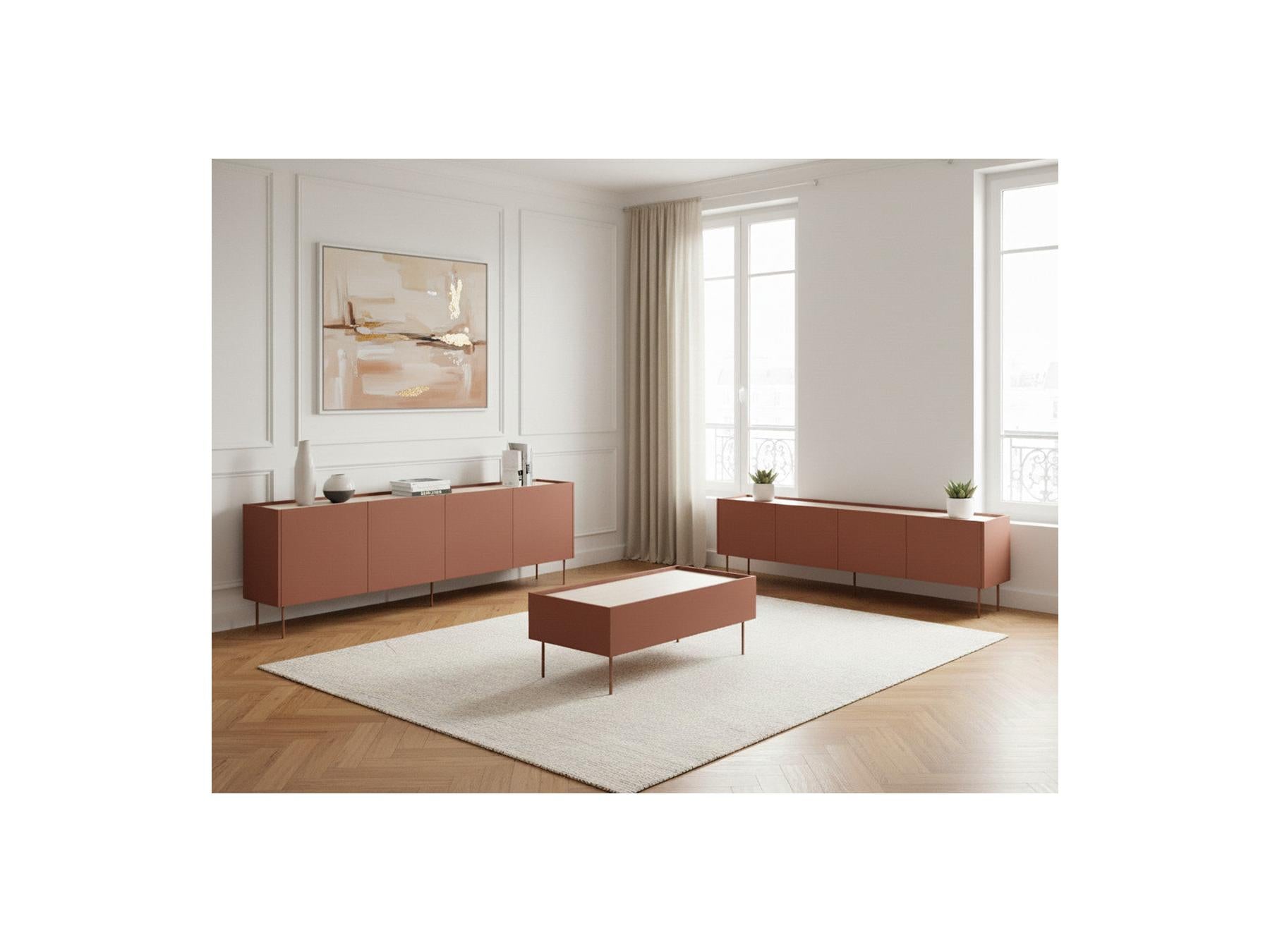 Atlas - Conjunto con aparador 220 cm + mueble de TV 220 cm + mesa de centro 120 cm