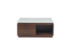Barbara - Square Coffee Table 2 Drawers 80 cm Solid Mango Wood and Marble