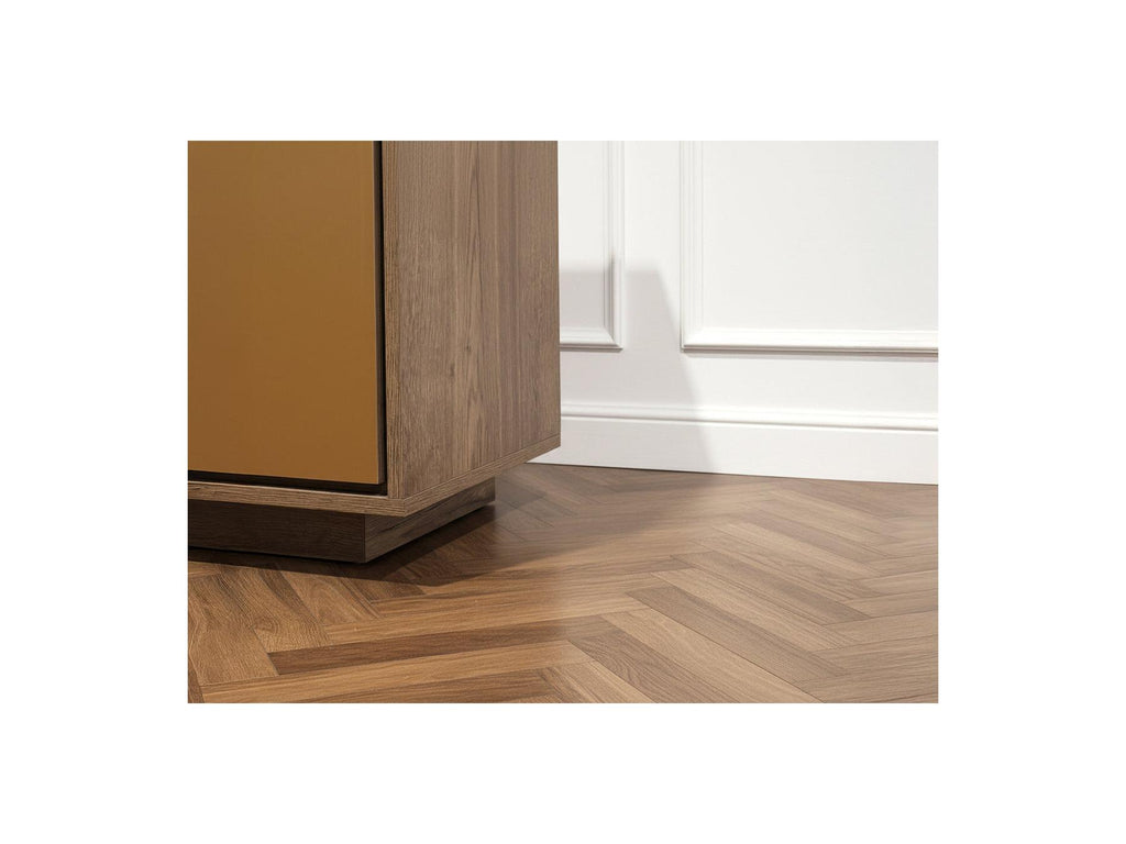Tulum - 4-Door Sideboard 190 cm Wood and Travertine Effect