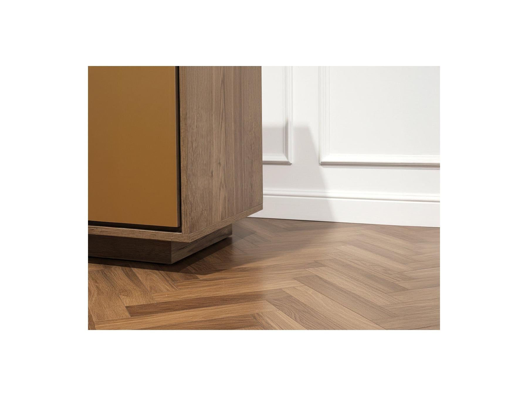 Tulum - 4-Door Sideboard 190 cm Wood and Travertine Effect